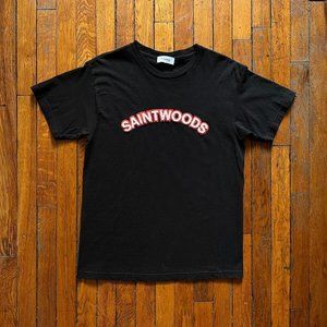 Limited Edition Saintwoods Men‎ Black White Red Terry Pop Spell Out Logo T-shirt